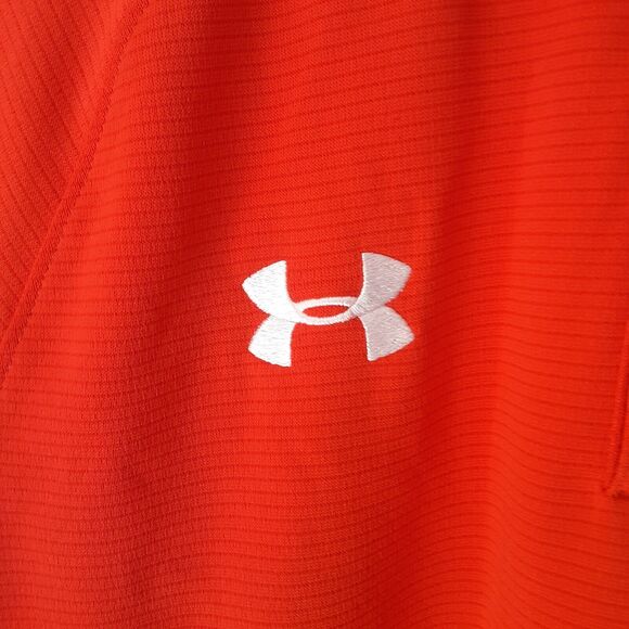 Under Armour Eagles Adult Mens M Orange Short Sleeve Polo Shirt Loose Heatgear - Picture 2 of 12